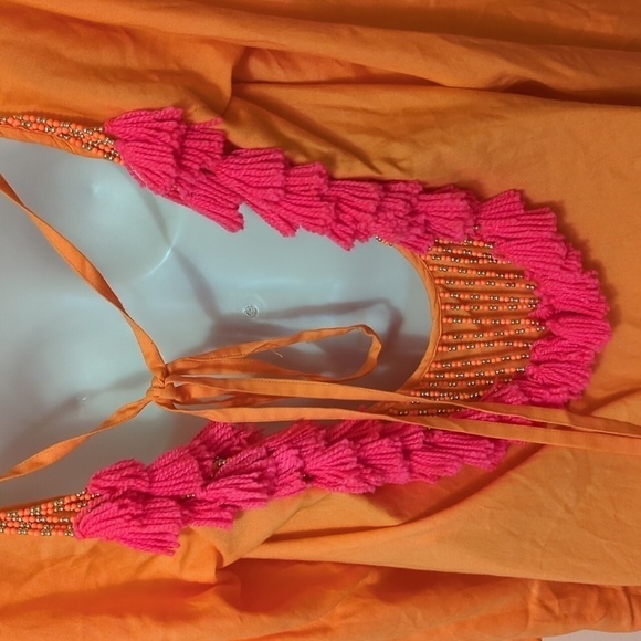 SUNDRESS Indiana Basic Dress Frill  Tassel Orange Oversized Ruffled Dress S - Picture 5 of 11